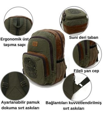 Oldcottoncargo 7184 Revilla Haki Rt Seyahat 15.6 Inç Erkek Sırt Çantası