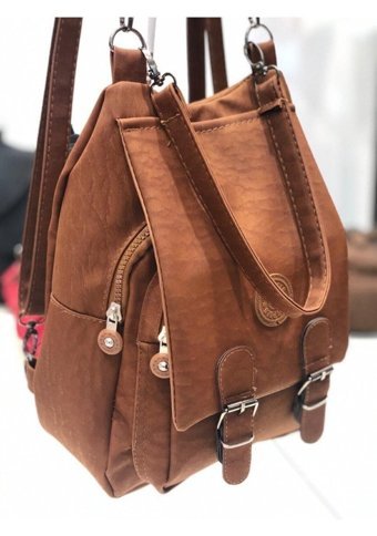 Star Polo Krinkıl Kumaş El Ve Haki Kadın Sırt Çantası