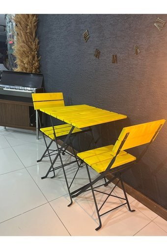 Elit Concept Katlanabilir Kare Ahşap 58x58 cm Sarı Kamp Masası