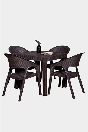 Mobetto Kare Plastik 80x80 cm Koyu Kahverengi Kamp Masası