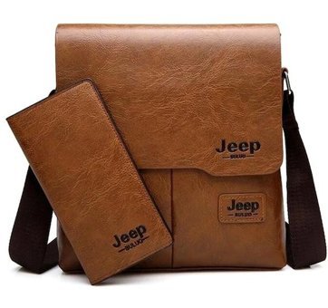 Kk Jeep 2'Li Deri Çapraz Haki Erkek Sırt Çantası