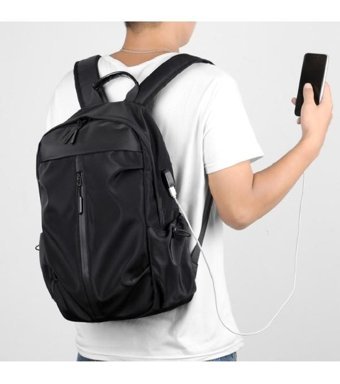 Sones Oxford Harici Usb Portlu Çok Renkli Siyah Erkek Sırt Çantası
