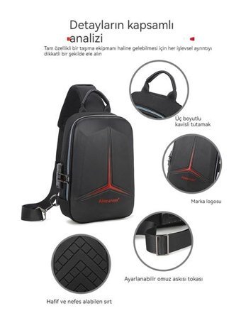 Eternal Luck Usb Hırzlıka Karşı Crossbody Kırmızı Erkek Sırt Çantası