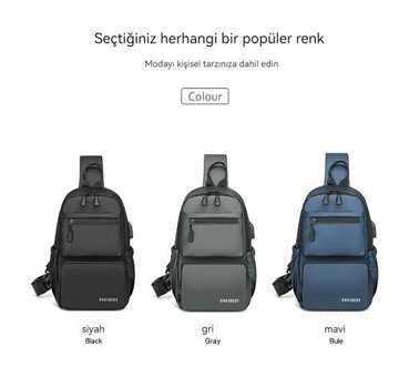 Eternal Luck Crossbody Çok Fonksiyonlu Büyük Kapasitesigri Erkek Sırt Çantası