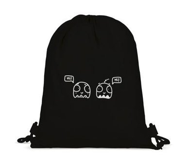 Tabby Design Sevimli Karakter Baskılı Büzgülü Siyah Kadın Sırt Çantası