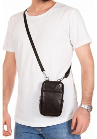 Newish Polo Hakiki Deri B Siyah Erkek Sırt Çantası