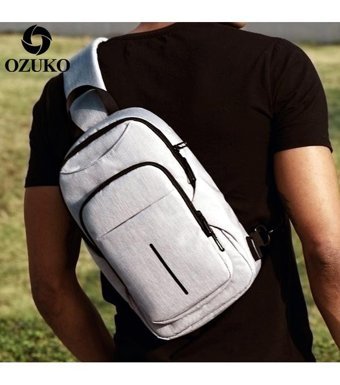 Ozuko 9047 Gündelik Çapraz Gri Erkek Sırt Çantası