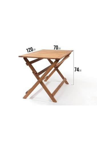 Lyptus Garden Katlanabilir Dikdörtgen Ahşap 70x120 cm Kahverengi Kamp Masası