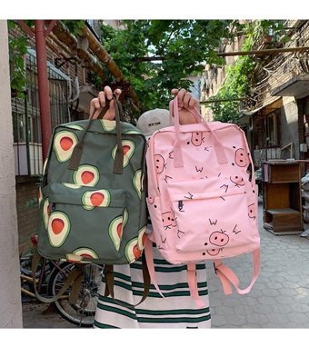 Generic Moda Meyve Baskı Rahat Açık Eğlence Pembe Kadın Sırt Çantası