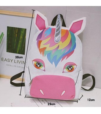 Generic Güzel Tuval Sevimli Unicorn Kişiselleştirilmiş Kadın Sırt Çantası