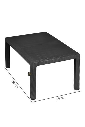 Çavdar Group Dikdörtgen Plastik 90x150 cm Siyah Kamp Masası