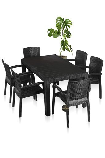 Çavdar Group Dikdörtgen Plastik 90x150 cm Siyah Kamp Masası