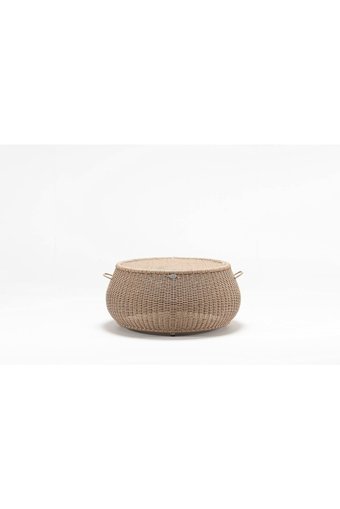 Engince Mobilya Yuvarlak Rattan 95x102 cm Bej Kamp Sehpası