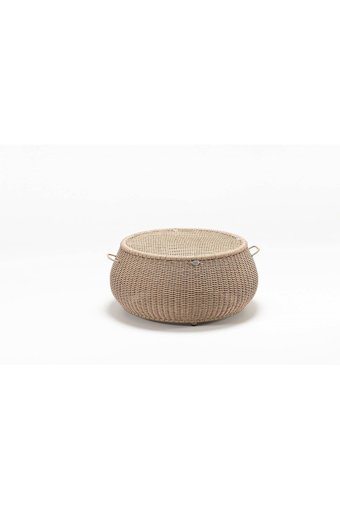 Engince Mobilya Yuvarlak Rattan 95x102 cm Bej Kamp Sehpası