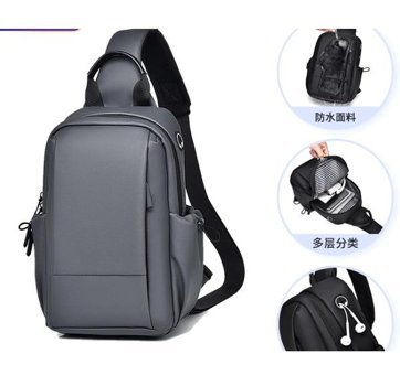 Luteshı Su Geçirmez Crossbody Gri Erkek Sırt Çantası