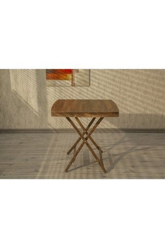 Emideco Katlanabilir Kare Ahşap 76x76 cm Kahverengi Kamp Masası