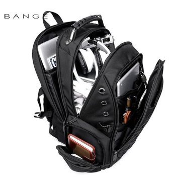 Bange Waterproof Travel Backpack For Men Black Siyah Erkek Sırt Çantası