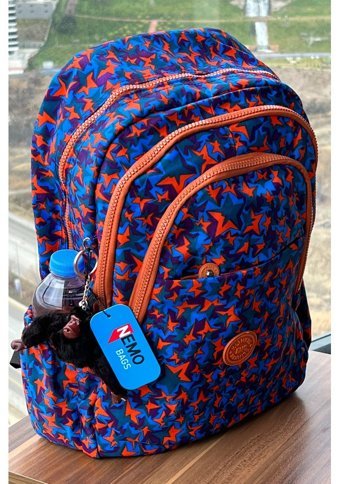 Nemo Bags Mor Desenli Krinkıl Su Geçirmez Mor Kadın Sırt Çantası