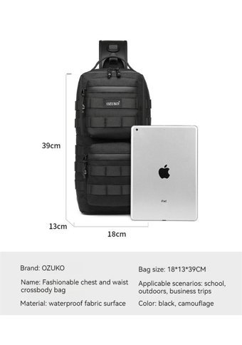 Ozuko 9661 Taktik Crossbody Siyah Erkek Sırt Çantası