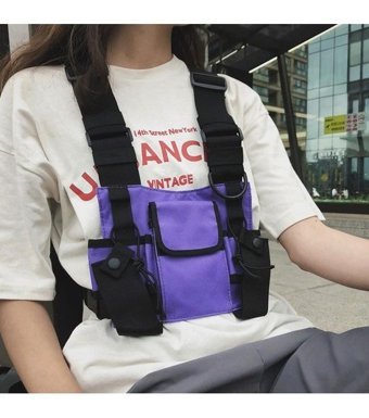 Sones Hiphop Fonksiyonel Yelek Çok Renkli Purple Erkek Sırt Çantası