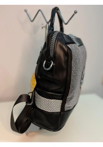 Aycan Shoes Siyah İthal Taşlı El Ve Ççs1 001 Orta Boy Kadın Sırt Çantası