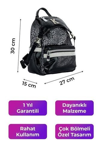 Kriste Bell Siyah 26330 Kadın Sırt Çantası