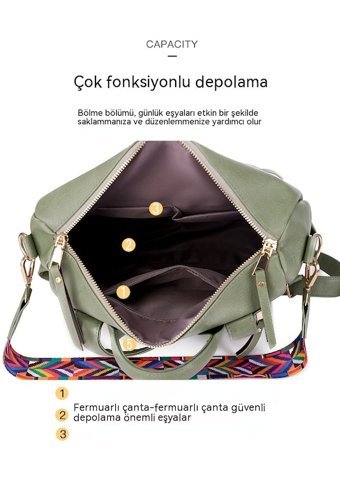 Shanshan Hss Retro Büyük Kapasiteli Niş Tasarım Koyu Yeşil Kadın Sırt Çantası