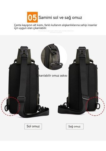 Eternal Luck Çok Şekilli Moda Çapraz Su Geçirmez Siyah Erkek Sırt Çantası