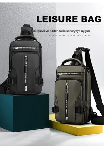 Eternal Luck Çok Şekilli Moda Çapraz Su Geçirmez Siyah Erkek Sırt Çantası