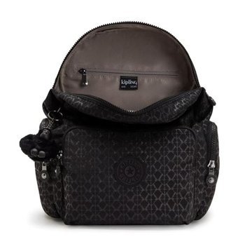Kipling City Zip S Küçük Boy Siyah Sıgnature Emb Kadın Sırt Çantası