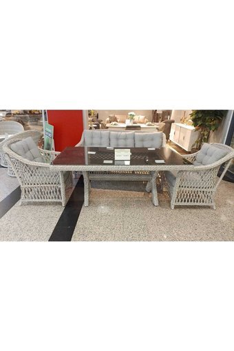 Flexy Garden Dikdörtgen Rattan 100x200 cm Gri Kamp Masası