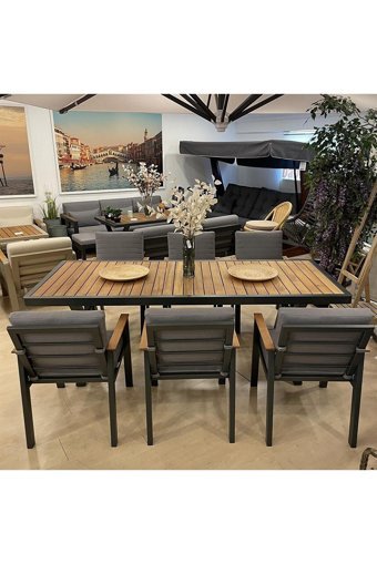 Munywood Dikdörtgen Ahşap-Metal 80x210 cm Kahverengi - Siyah Kamp Masası
