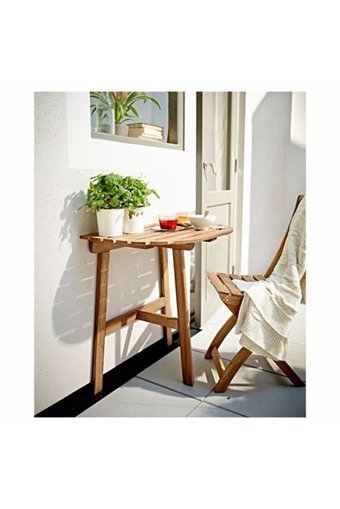 Ikea Katlanabilir Yuvarlak Ahşap 44x70 cm Kahverengi Kamp Masası