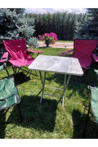 Bb Mobilya Katlanabilir Dikdörtgen Suntalam 60x60 cm Gri Kamp Masası