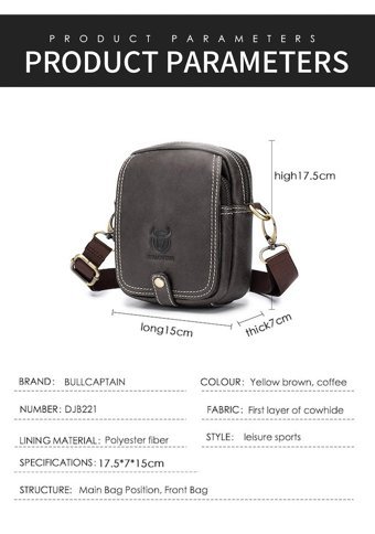 Bull Captan Günlük Crossbody Erkek Sırt Çantası Koyu Kahverengi