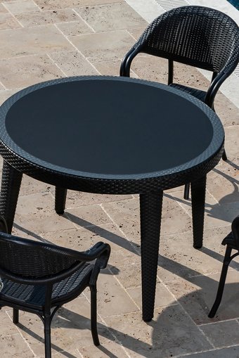 Tilia Yuvarlak Rattan 110 cm Siyah Kamp Masası