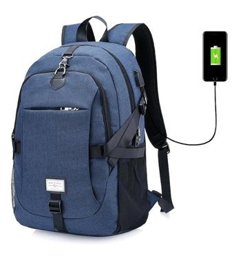 Generic İçin Usb Portlu Mavi Erkek Sırt Çantası