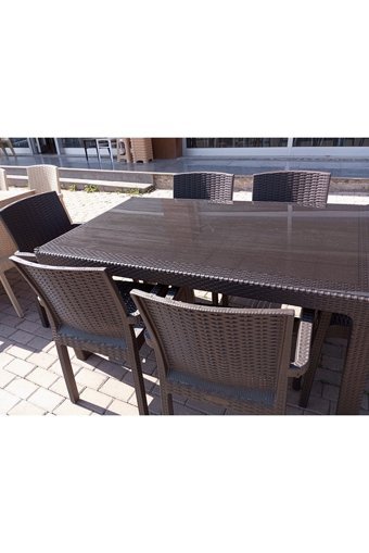 Remedi Dikdörtgen Rattan 90x150 cm Kahverengi Kamp Masası