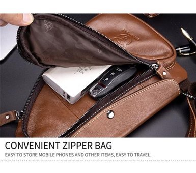 Generic Bullcaptaın Hakiki Deri Crossbody Siyah Erkek Sırt Çantası