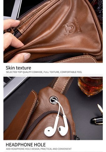 Generic Bullcaptaın Hakiki Deri Crossbody Siyah Erkek Sırt Çantası