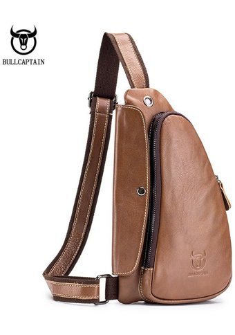 Generic Bullcaptaın Hakiki Deri Crossbody Siyah Erkek Sırt Çantası