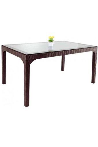 Rainbow Dikdörtgen Rattan 80x140 cm Kahverengi Kamp Masası