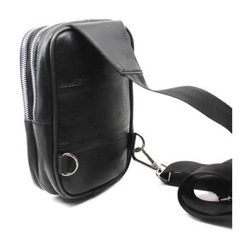 Newish Polo Deri Freebag Kulaklık Çıkışlı Çift Fermuar Siyah Erkek Sırt Çantası