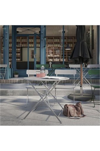 Ikea Katlanabilir Yuvarlak Metal 65 cm Gri Kamp Masası