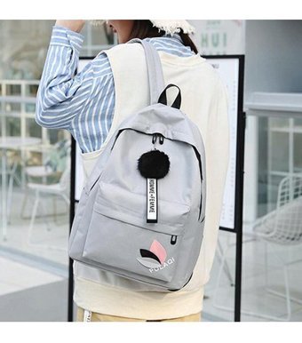 Generic Moda Rahat Yumuşak Oxford Kumaş Kolej Gri Kadın Sırt Çantası