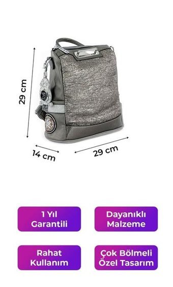 Gülşah Çaptı Bag Kriste Bell Pewter 26449 Kadın Sırt Çantası