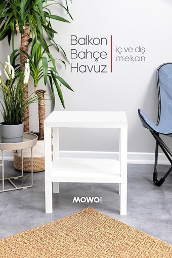 Mowo Home Dikdörtgen Plastik 29x38 cm Beyaz Kamp Sehpası