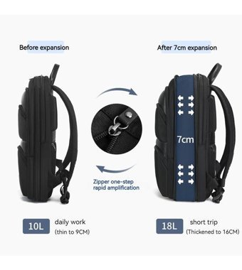 Tigernu Tb9121 Genletilm Su Geçirmez Siyah Erkek Sırt Çantası