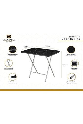 Okuyanlar Katlanabilir Dikdörtgen Suntalam 60x80 cm Siyah Kamp Masası