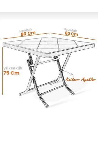 Sazlık Katlanabilir Kare Plastik 80x80 cm Yeşil Kamp Masası